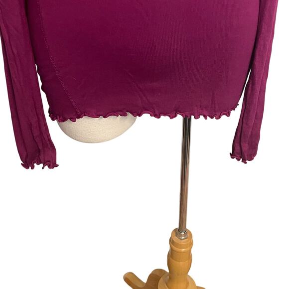 We The Free Women’s‎ Ribbed Ruffle Shirt Top Purple Free People Size Medium - Picture 5 of 5